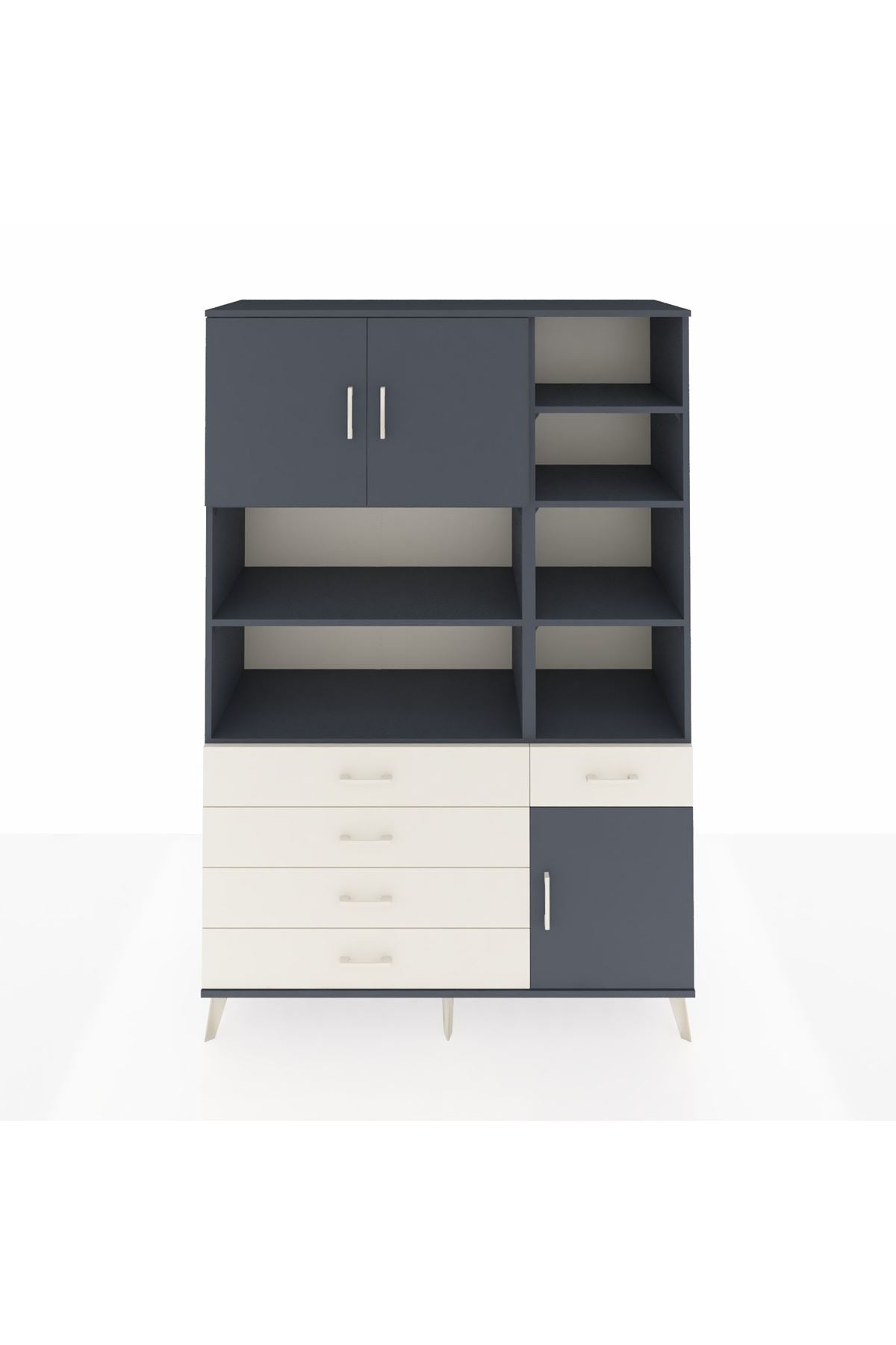 Hyperion Dolap 9 Raflı 5 Çekmeceli 3 Kapaklı 132x44x195 Antrasit-Antrasit/Aytaşı