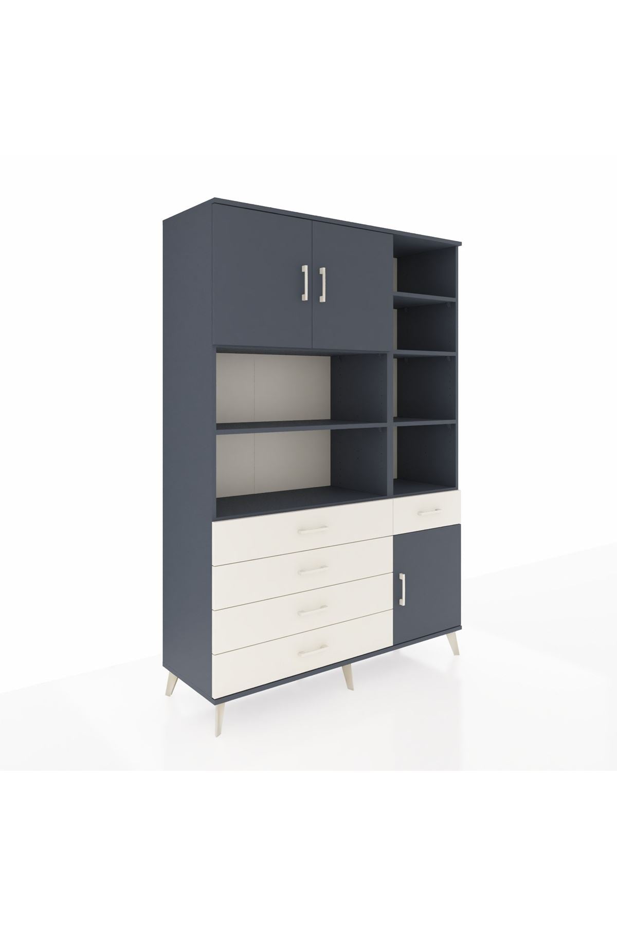 Hyperion Dolap 9 Raflı 5 Çekmeceli 3 Kapaklı 132x44x195 Antrasit-Antrasit/Aytaşı