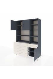 Hyperion Dolap 9 Raflı 5 Çekmeceli 3 Kapaklı 132x44x195 Antrasit-Antrasit/Aytaşı