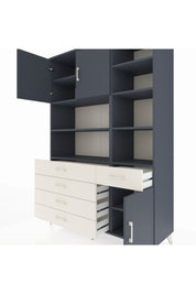 Hyperion Dolap 9 Raflı 5 Çekmeceli 3 Kapaklı 132x44x195 Antrasit-Antrasit/Aytaşı