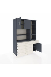 Hyperion Dolap 9 Raflı 5 Çekmeceli 3 Kapaklı 132x44x195 Antrasit-Antrasit/Aytaşı