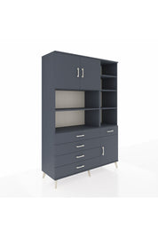 Hyperion Dolap 9 Raflı 5 Çekmeceli 3 Kapaklı 132x44x195 Antrasit-Antrasit/Antrasit