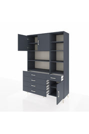 Hyperion Dolap 9 Raflı 5 Çekmeceli 3 Kapaklı 132x44x195 Antrasit-Antrasit/Antrasit