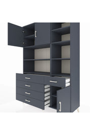 Hyperion Dolap 9 Raflı 5 Çekmeceli 3 Kapaklı 132x44x195 Antrasit-Antrasit/Antrasit