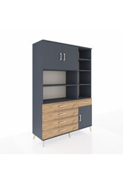 Hyperion Dolap 9 Raflı 5 Çekmeceli 3 Kapaklı 132x44x195 Antrasit-Antrasit/Çam