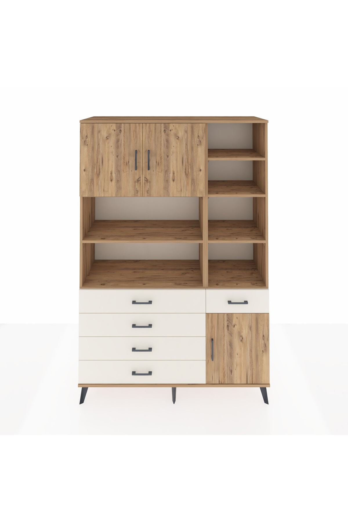 Hyperion Dolap 9 Raflı 5 Çekmeceli 3 Kapaklı 132x44x195 Çam-Çam/Aytaşı