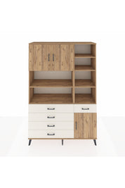 Hyperion Dolap 9 Raflı 5 Çekmeceli 3 Kapaklı 132x44x195 Çam-Çam/Aytaşı