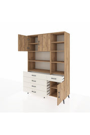 Hyperion Dolap 9 Raflı 5 Çekmeceli 3 Kapaklı 132x44x195 Çam-Çam/Aytaşı