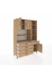 Hyperion Dolap 9 Raflı 5 Çekmeceli 3 Kapaklı 132x44x195 Çam-Çam/Çam