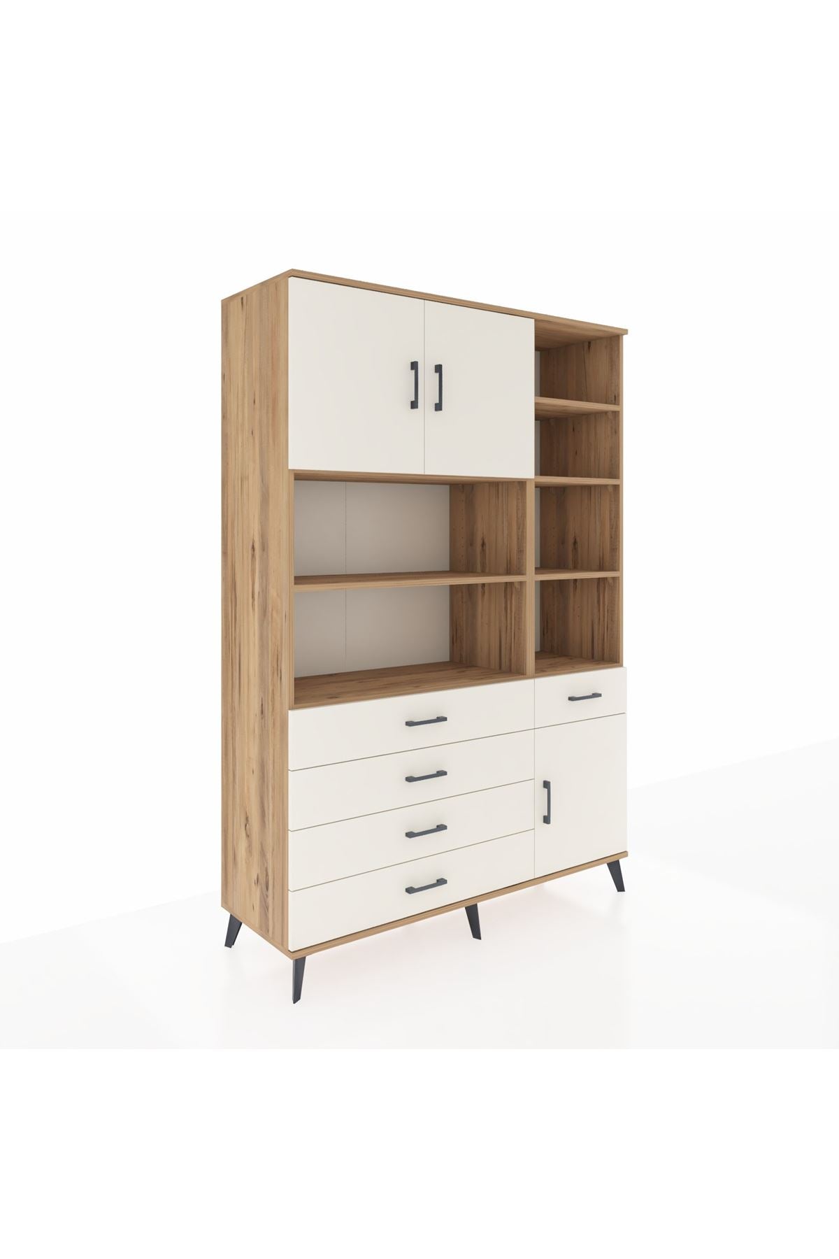 Hyperion Dolap 9 Raflı 5 Çekmeceli 3 Kapaklı 132x44x195 Çam-Aytaşı/Aytaşı