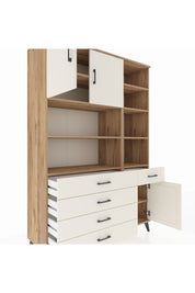 Hyperion Dolap 9 Raflı 5 Çekmeceli 3 Kapaklı 132x44x195 Çam-Aytaşı/Aytaşı