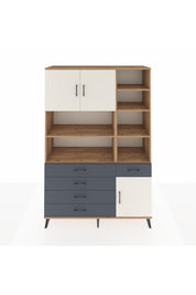 Hyperion Dolap 9 Raflı 5 Çekmeceli 3 Kapaklı 132x44x195 Çam-Aytaşı/Antrasit