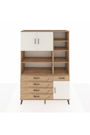 Hyperion Dolap 9 Raflı 5 Çekmeceli 3 Kapaklı 132x44x195 Çam-Aytaşı/Çam
