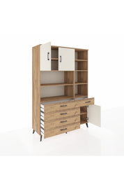 Hyperion Dolap 9 Raflı 5 Çekmeceli 3 Kapaklı 132x44x195 Çam-Aytaşı/Çam