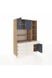 Hyperion Dolap 9 Raflı 5 Çekmeceli 3 Kapaklı 132x44x195 Çam-Antrasit/Aytaşı