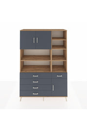 Hyperion Dolap 9 Raflı 5 Çekmeceli 3 Kapaklı 132x44x195 Çam-Antrasit/Antrasit