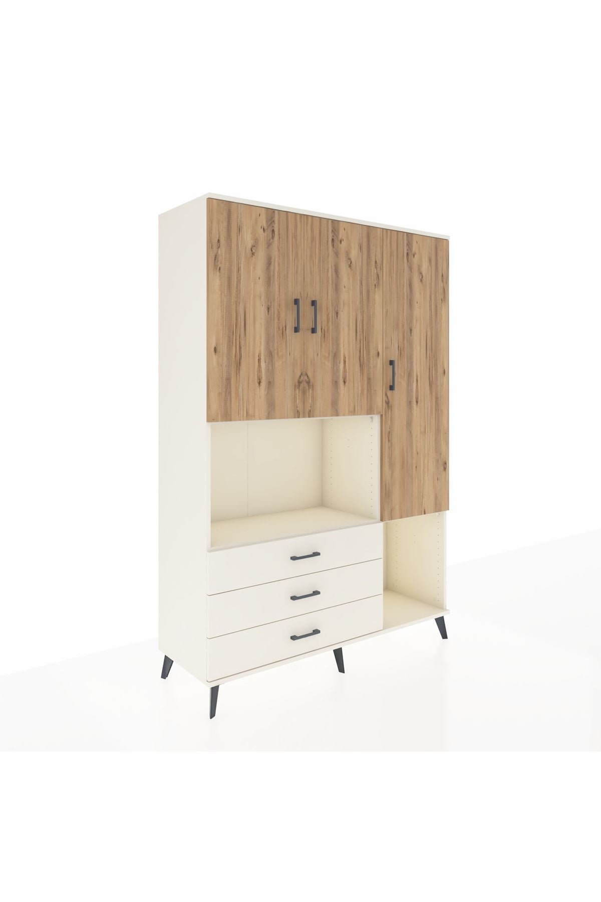 Hyperion Dolap 6 Raflı 3 Çekmeceli 3 Kapaklı 132x44x195 Aytaşı-Çam/Aytaşı