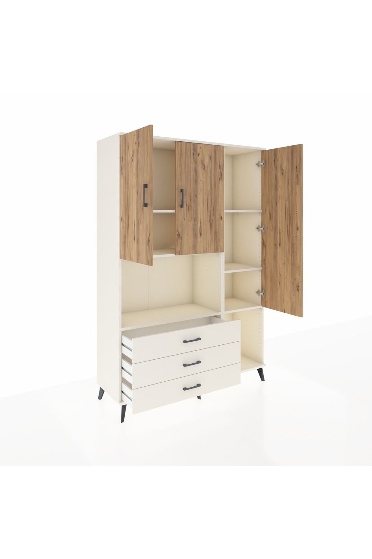 Hyperion Dolap 6 Raflı 3 Çekmeceli 3 Kapaklı 132x44x195 Aytaşı-Çam/Aytaşı