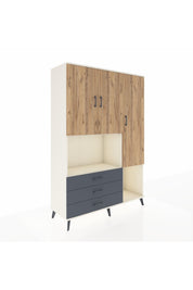 Hyperion Dolap 6 Raflı 3 Çekmeceli 3 Kapaklı 132x44x195 Aytaşı-Çam/Antrasit