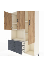 Hyperion Dolap 6 Raflı 3 Çekmeceli 3 Kapaklı 132x44x195 Aytaşı-Çam/Antrasit