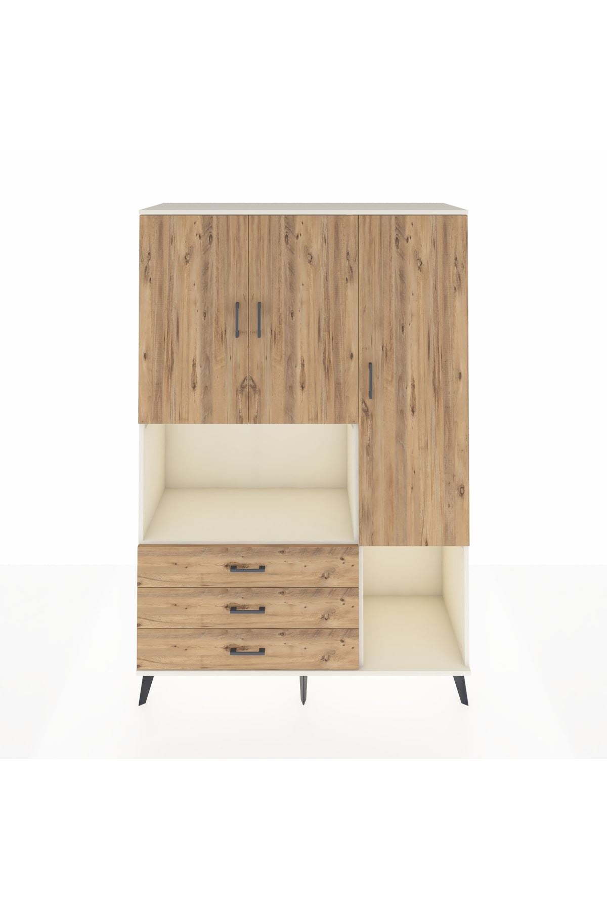 Hyperion Dolap 6 Raflı 3 Çekmeceli 3 Kapaklı 132x44x195 Aytaşı-Çam/Çam