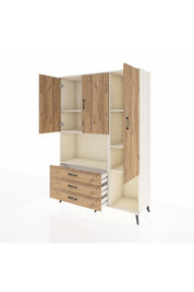 Hyperion Dolap 6 Raflı 3 Çekmeceli 3 Kapaklı 132x44x195 Aytaşı-Çam/Çam