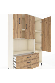 Hyperion Dolap 6 Raflı 3 Çekmeceli 3 Kapaklı 132x44x195 Aytaşı-Çam/Çam