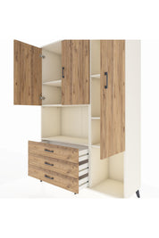 Hyperion Dolap 6 Raflı 3 Çekmeceli 3 Kapaklı 132x44x195 Aytaşı-Çam/Çam