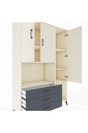 Hyperion Dolap 6 Raflı 3 Çekmeceli 3 Kapaklı 132x44x195 Aytaşı-Aytaşı/Antrasit