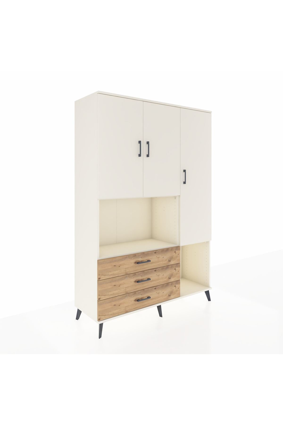 Hyperion Dolap 6 Raflı 3 Çekmeceli 3 Kapaklı 132x44x195 Aytaşı-Aytaşı/Çam