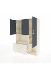 Hyperion Dolap 6 Raflı 3 Çekmeceli 3 Kapaklı 132x44x195 Aytaşı-Antrasit/Aytaşı