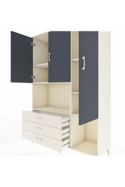 Hyperion Dolap 6 Raflı 3 Çekmeceli 3 Kapaklı 132x44x195 Aytaşı-Antrasit/Aytaşı