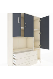 Hyperion Dolap 6 Raflı 3 Çekmeceli 3 Kapaklı 132x44x195 Aytaşı-Antrasit/Aytaşı