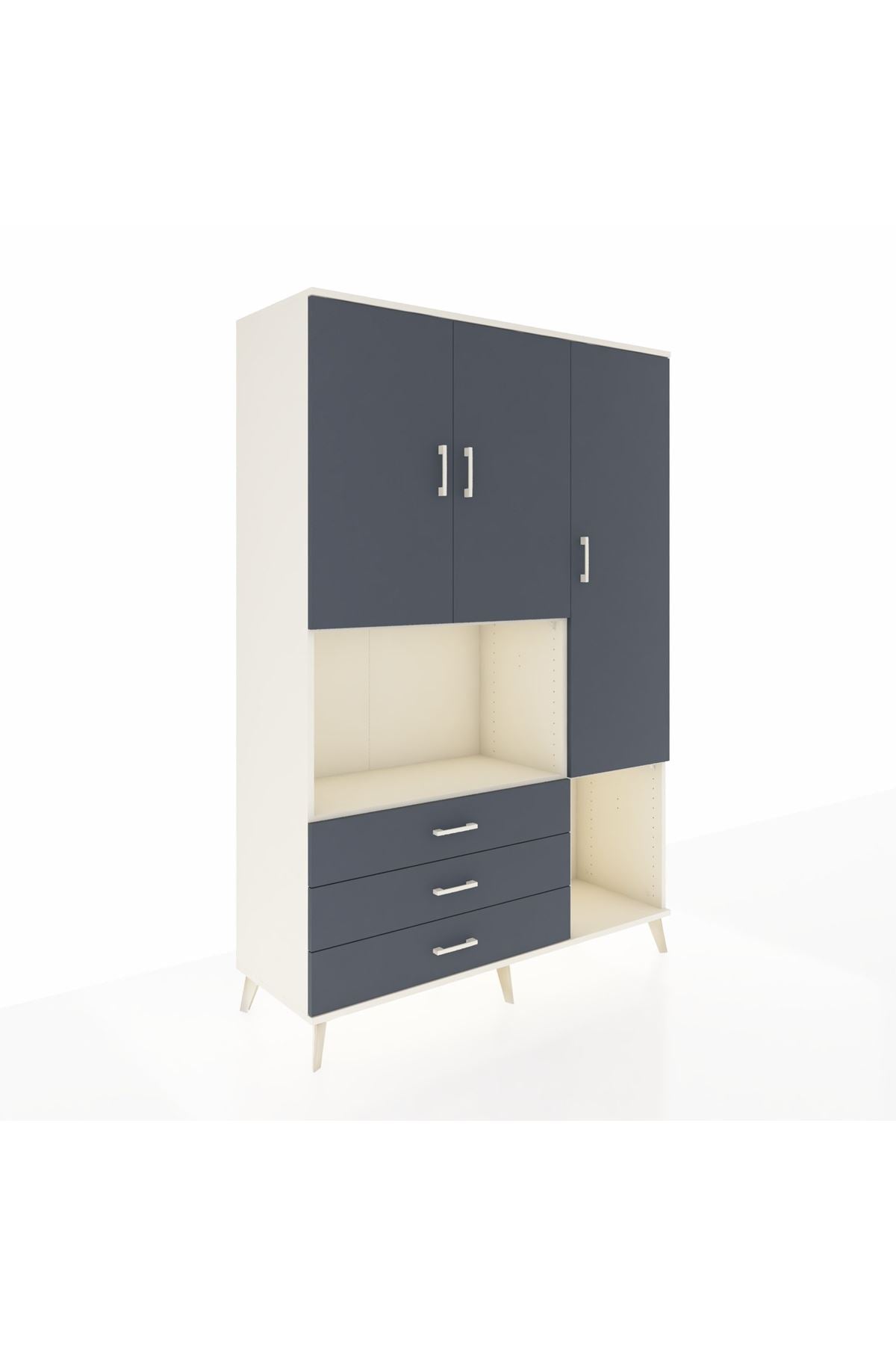 Hyperion Dolap 6 Raflı 3 Çekmeceli 3 Kapaklı 132x44x195 Aytaşı-Antrasit/Antrasit