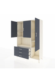 Hyperion Dolap 6 Raflı 3 Çekmeceli 3 Kapaklı 132x44x195 Aytaşı-Antrasit/Antrasit