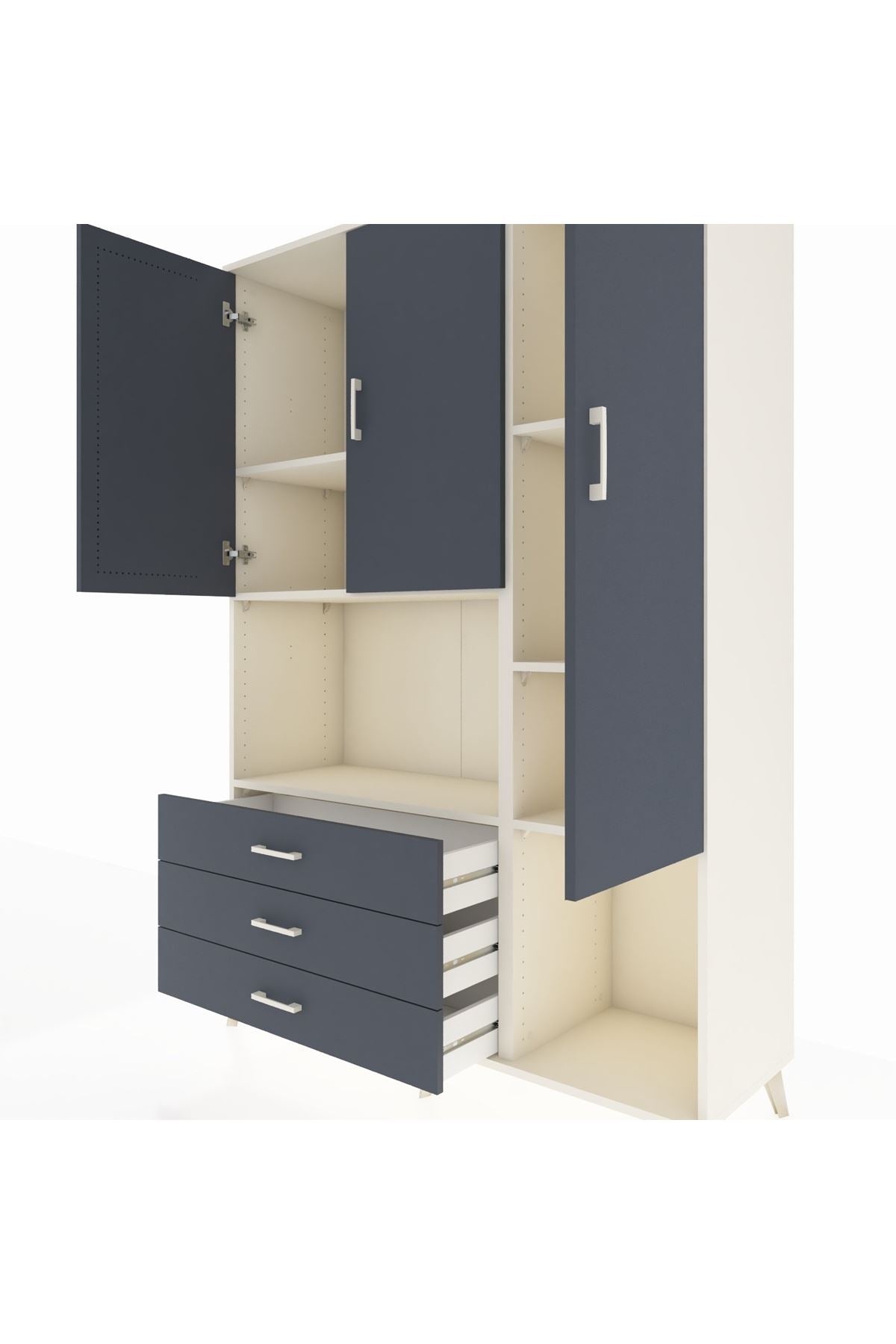 Hyperion Dolap 6 Raflı 3 Çekmeceli 3 Kapaklı 132x44x195 Aytaşı-Antrasit/Antrasit