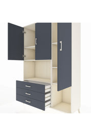 Hyperion Dolap 6 Raflı 3 Çekmeceli 3 Kapaklı 132x44x195 Aytaşı-Antrasit/Antrasit