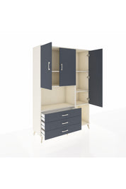 Hyperion Dolap 6 Raflı 3 Çekmeceli 3 Kapaklı 132x44x195 Aytaşı-Antrasit/Antrasit