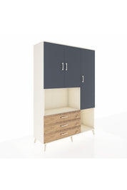 Hyperion Dolap 6 Raflı 3 Çekmeceli 3 Kapaklı 132x44x195 Aytaşı-Antrasit/Çam
