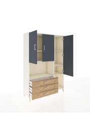 Hyperion Dolap 6 Raflı 3 Çekmeceli 3 Kapaklı 132x44x195 Aytaşı-Antrasit/Çam