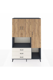 Hyperion Dolap 6 Raflı 3 Çekmeceli 3 Kapaklı 132x44x195 Antrasit-Çam/Aytaşı