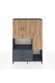 Hyperion Dolap 6 Raflı 3 Çekmeceli 3 Kapaklı 132x44x195 Antrasit-Çam/Antrasit