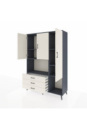 Hyperion Dolap 6 Raflı 3 Çekmeceli 3 Kapaklı 132x44x195 Antrasit-Aytaşı/Aytaşı