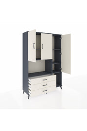 Hyperion Dolap 6 Raflı 3 Çekmeceli 3 Kapaklı 132x44x195 Antrasit-Aytaşı/Aytaşı