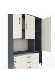 Hyperion Dolap 6 Raflı 3 Çekmeceli 3 Kapaklı 132x44x195 Antrasit-Aytaşı/Aytaşı