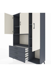 Hyperion Dolap 6 Raflı 3 Çekmeceli 3 Kapaklı 132x44x195 Antrasit-Aytaşı/Antrasit