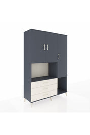 Hyperion Dolap 6 Raflı 3 Çekmeceli 3 Kapaklı 132x44x195 Antrasit-Antrasit/Aytaşı