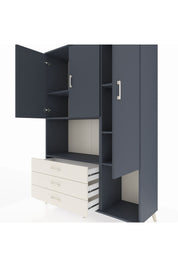 Hyperion Dolap 6 Raflı 3 Çekmeceli 3 Kapaklı 132x44x195 Antrasit-Antrasit/Aytaşı