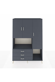 Hyperion Dolap 6 Raflı 3 Çekmeceli 3 Kapaklı 132x44x195 Antrasit-Antrasit/Antrasit