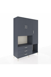 Hyperion Dolap 6 Raflı 3 Çekmeceli 3 Kapaklı 132x44x195 Antrasit-Antrasit/Antrasit